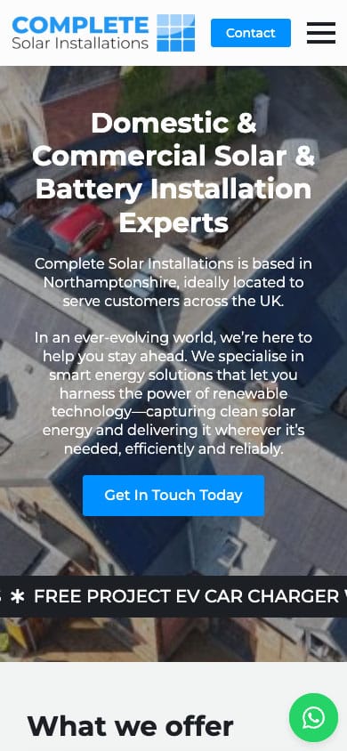 Domestic and commercial solar installation company website