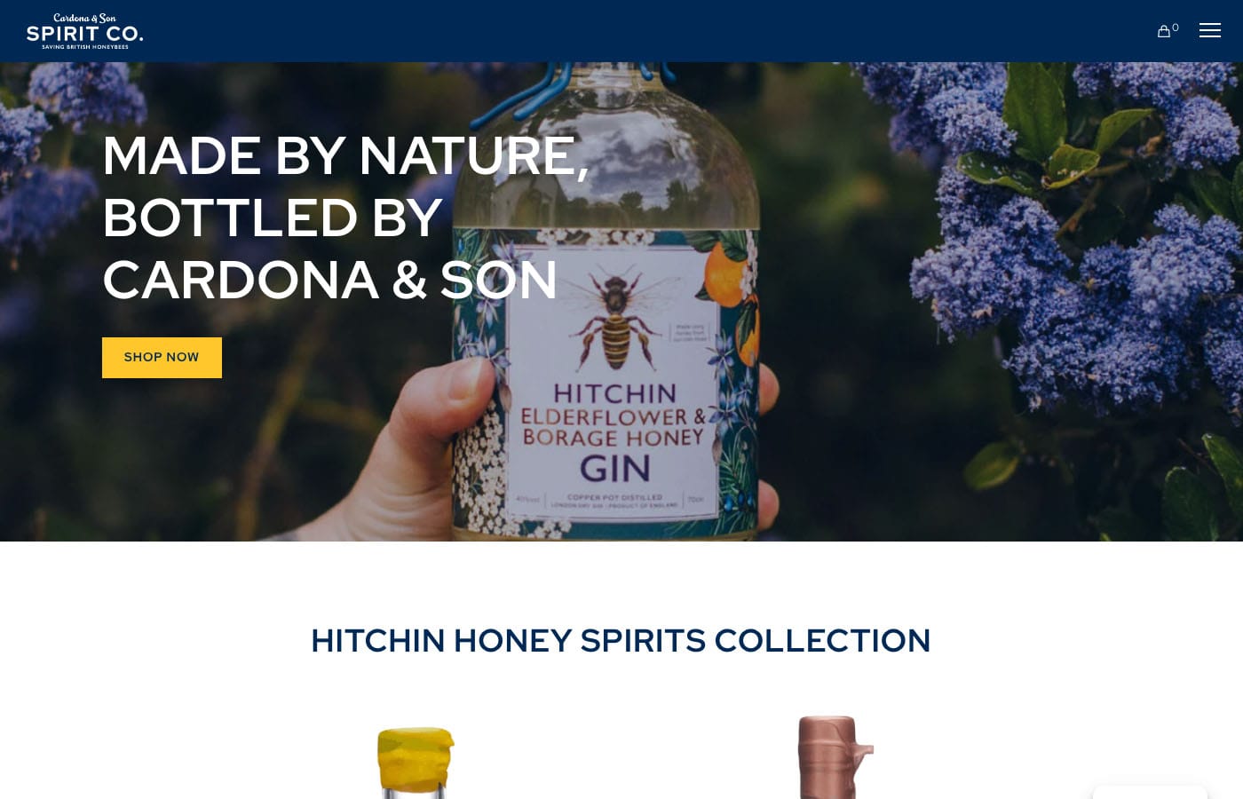 Bottle of Hitchin Elderflower and Borage Honey Gin
