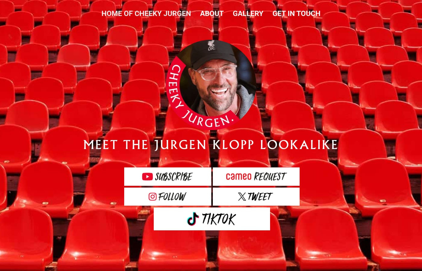 Cheeky Jurgen website promoting football lookalike.