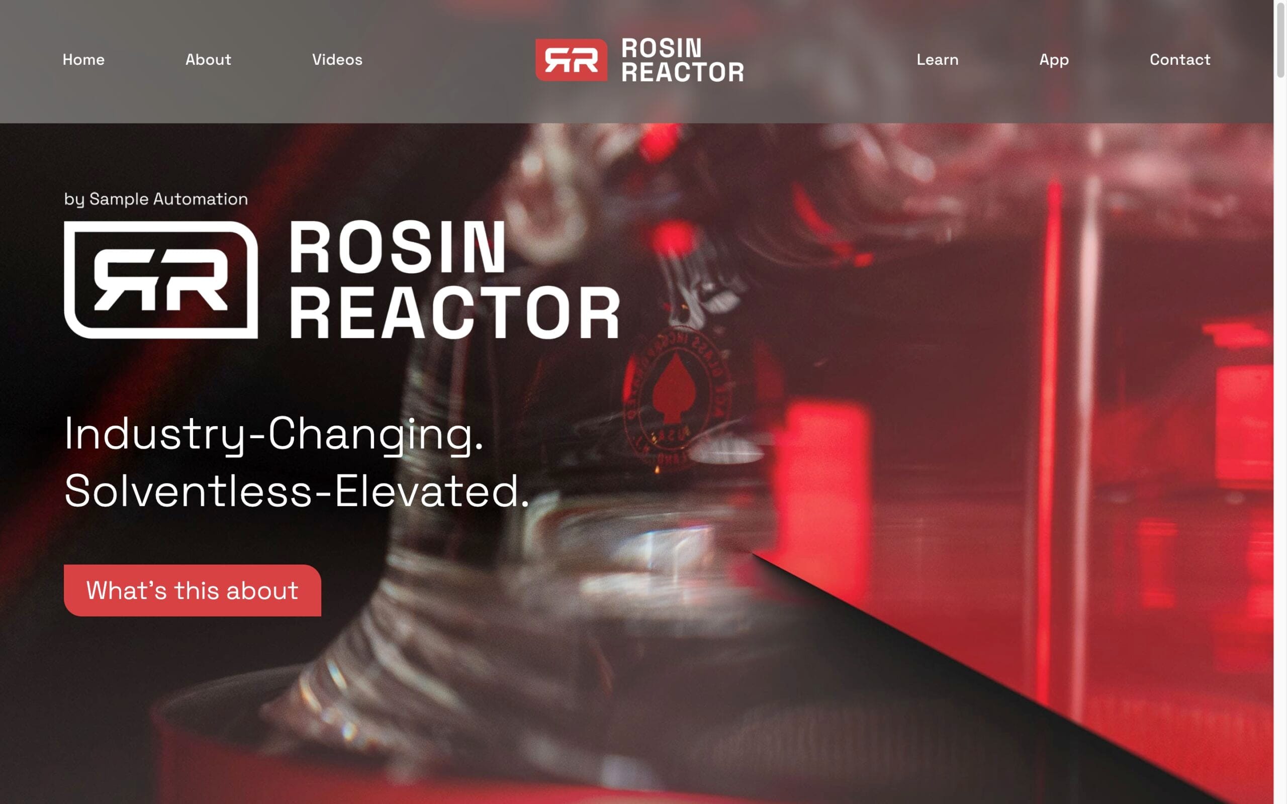 Rosin Reactor homepage showcasing solventless technology