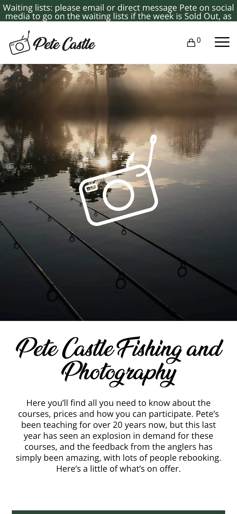 Fishing rods on misty lake at sunrise