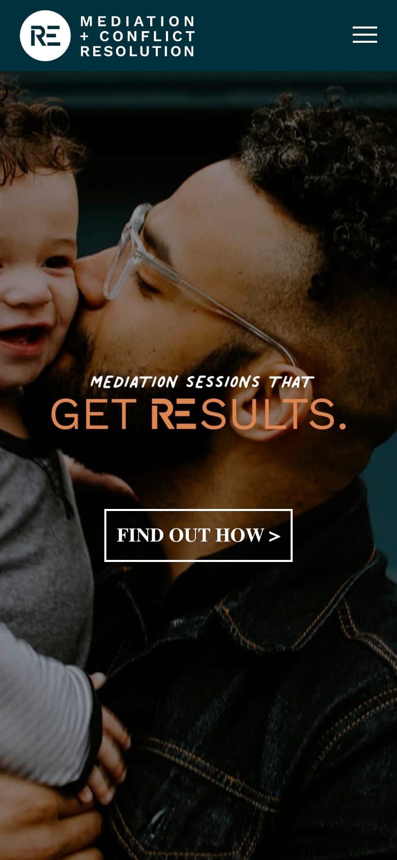 Father kissing baby promoting mediation services